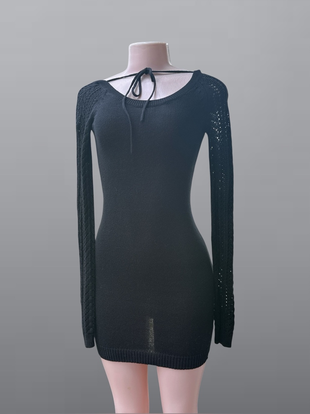 Roxy Black Open Knit Sweater Dress XS